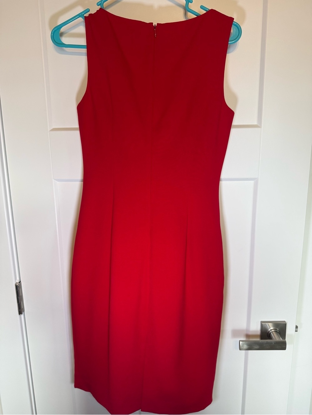 Calvin Klein Bright Red Sleeveless Draped Midi Dress - Picture 4 of 8